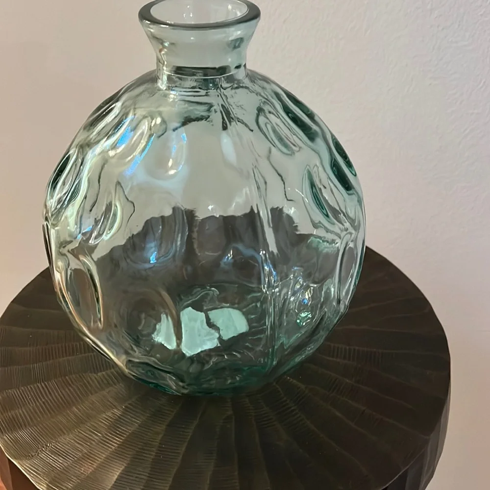 Dune Round Recycled Dimpled Glass Vase, 7.5